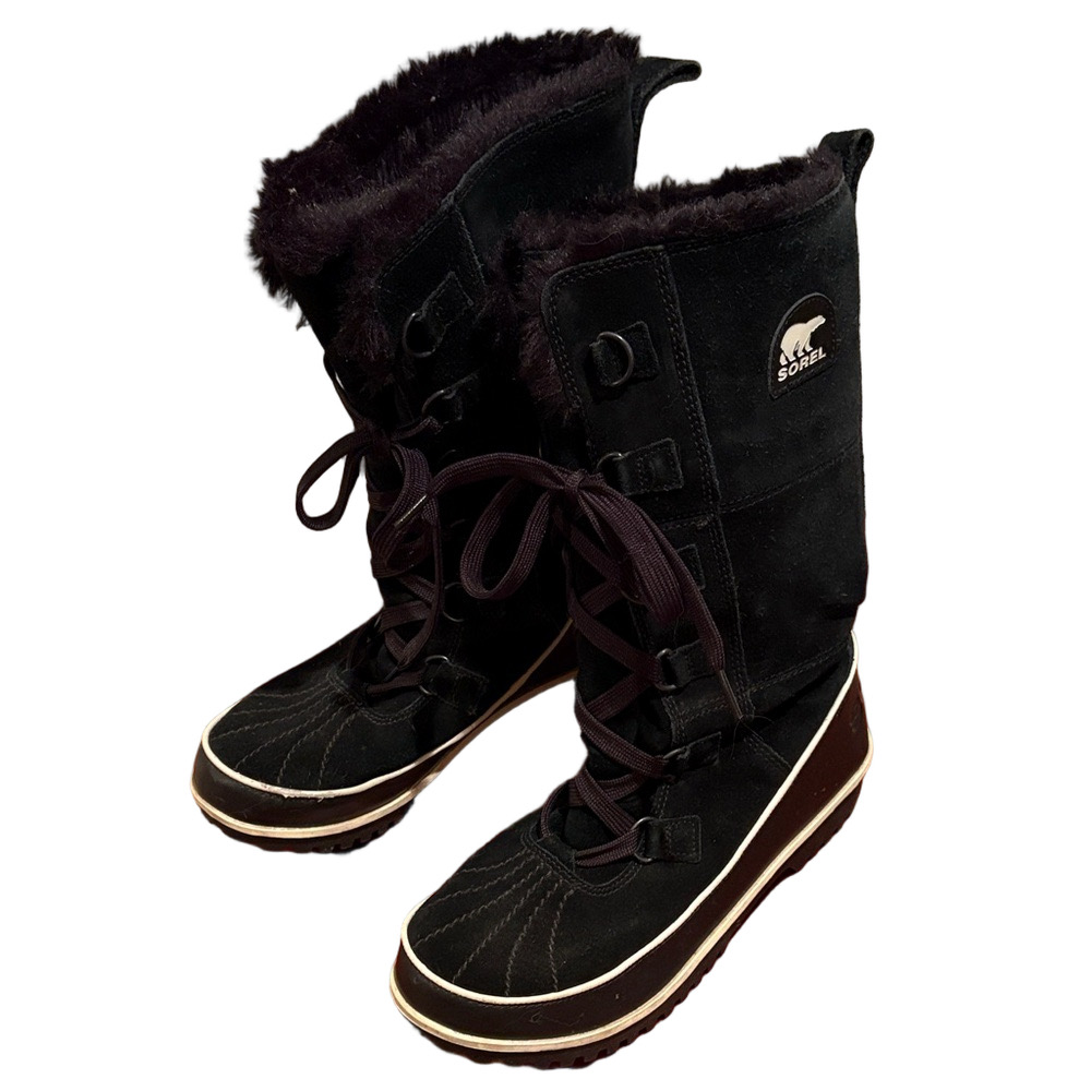 Sorel Women's Black Winter Boots with White Trim